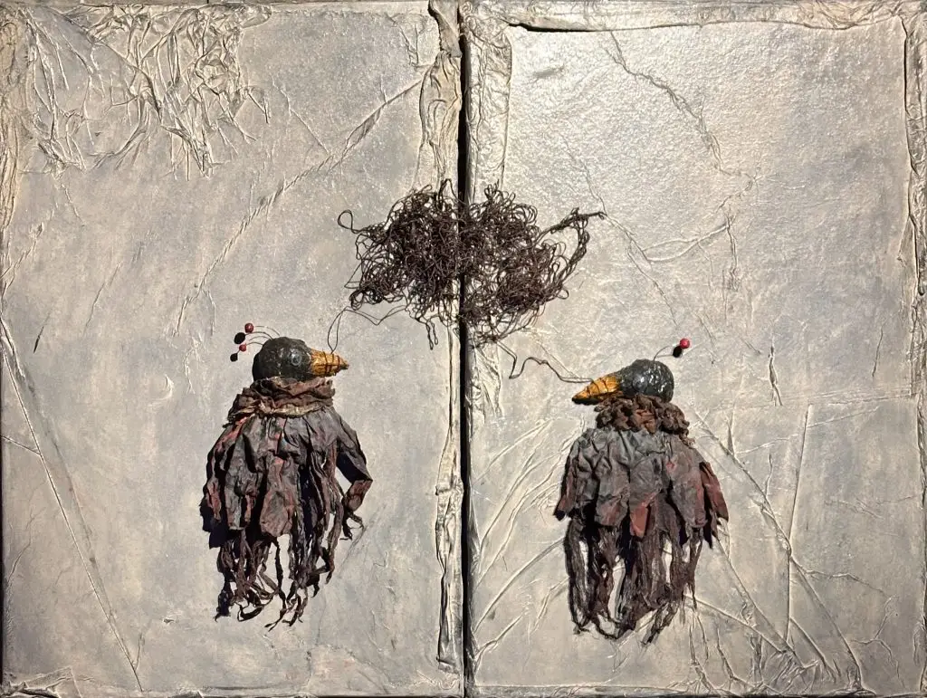 photo of small talk - sculptures installed on canvas